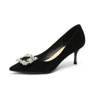 Pointed Shoes Rhinestone Square Buckle with Shallow