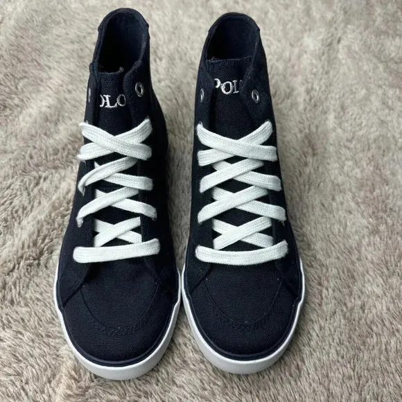Polo Ralph Lauren Brisbane Hi 91691 Kids Sneaker Navy Size 1.5