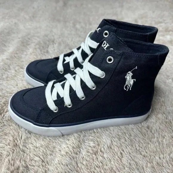 Polo Ralph Lauren Brisbane Hi 91691 Kids Sneaker Navy Size 1.5