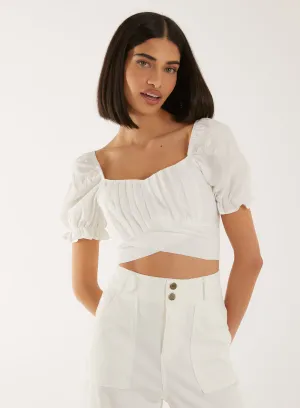 Puff Sleeve Tie Back Top
