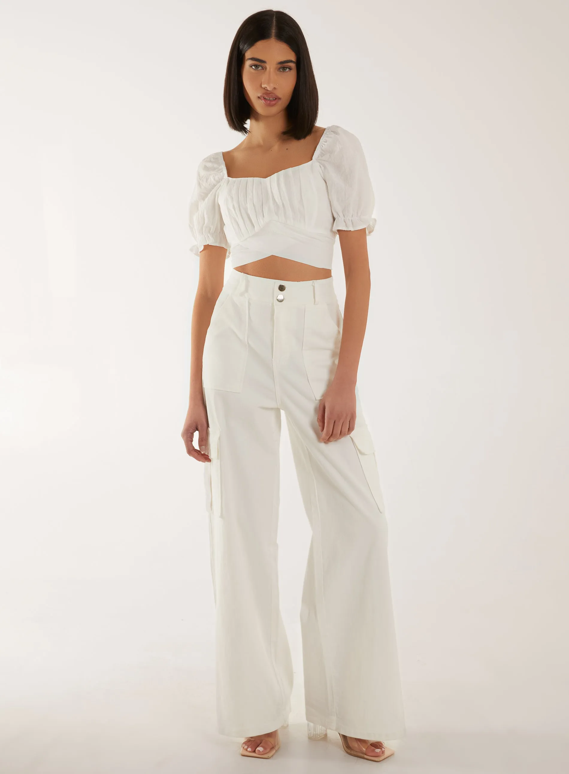 Puff Sleeve Tie Back Top