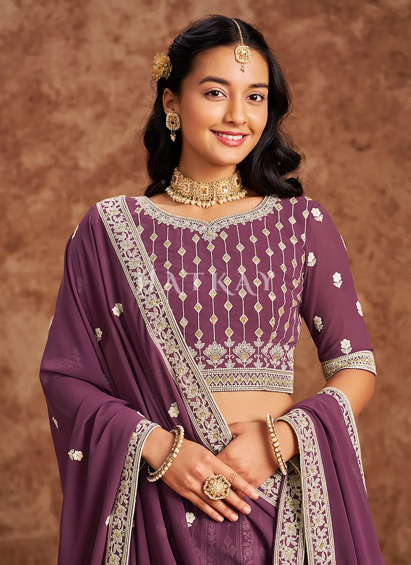 Purple Georgette Lehenga Choli