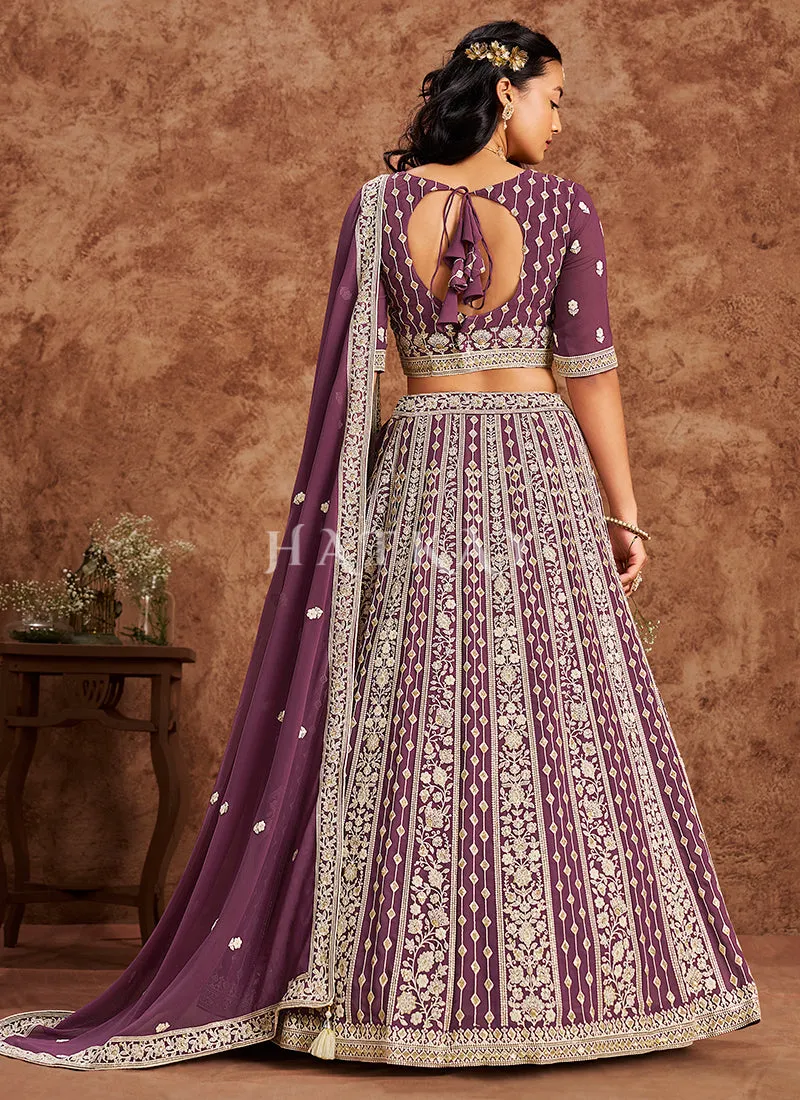Purple Georgette Lehenga Choli