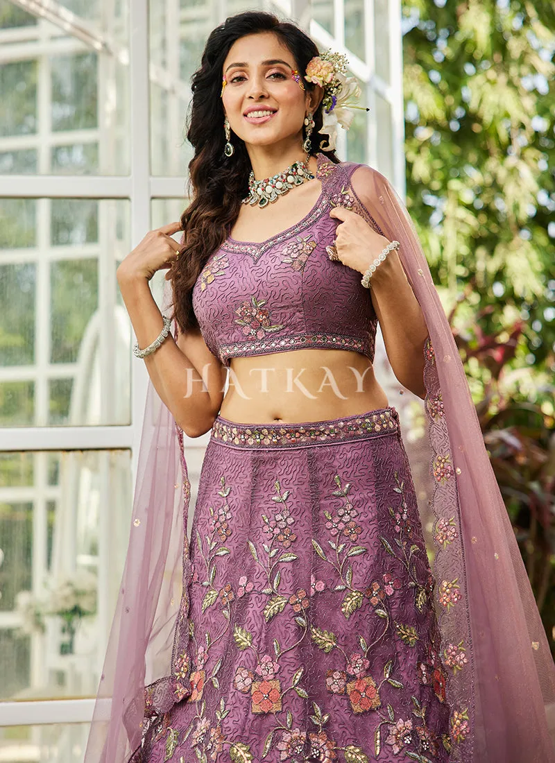 Purple Multi Embroidery Lehenga Choli
