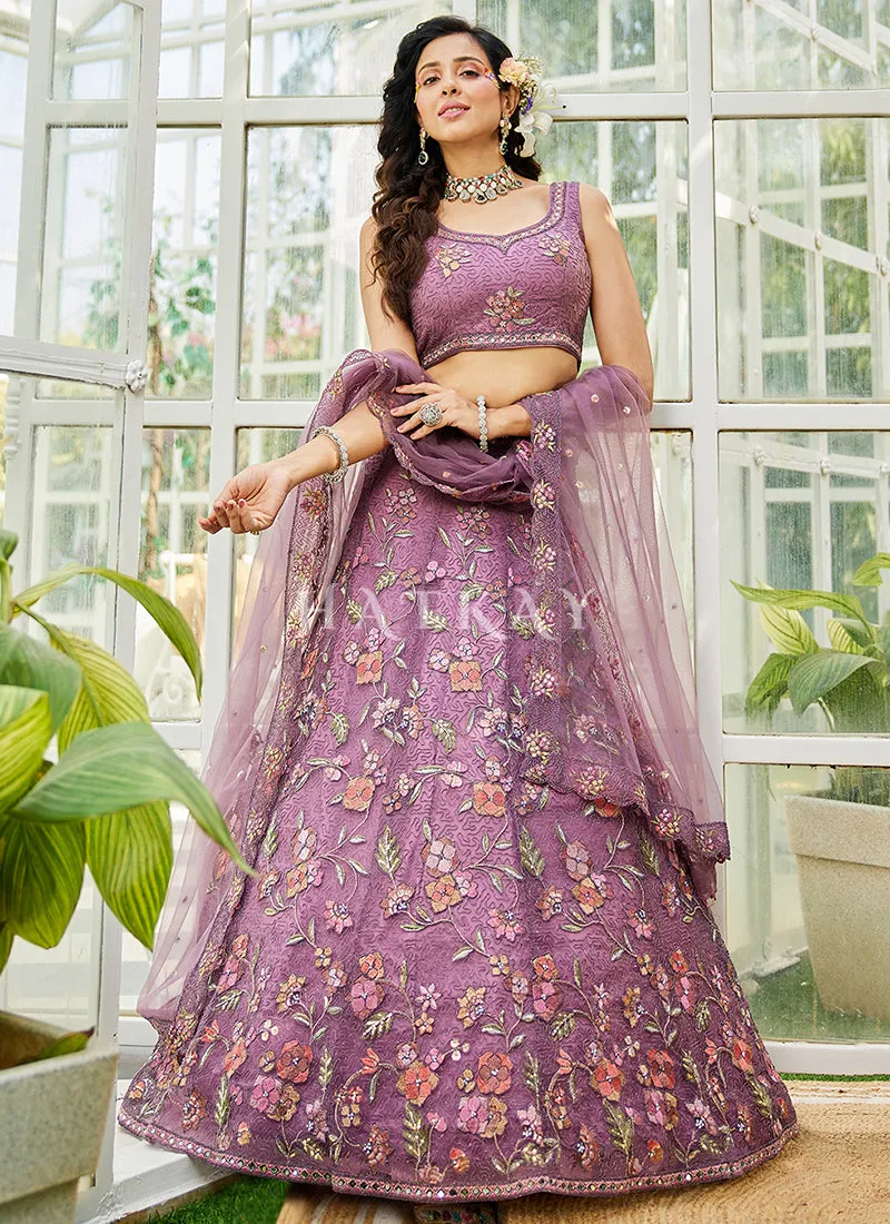 Purple Multi Embroidery Lehenga Choli