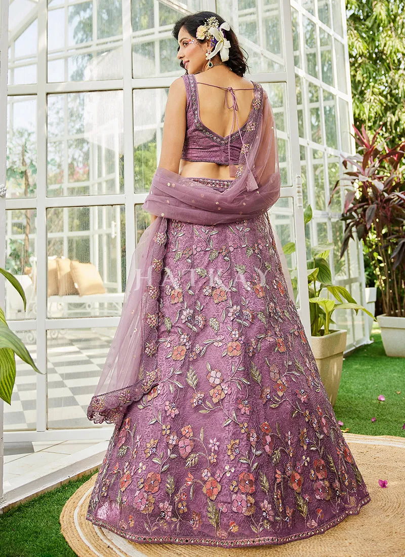 Purple Multi Embroidery Lehenga Choli
