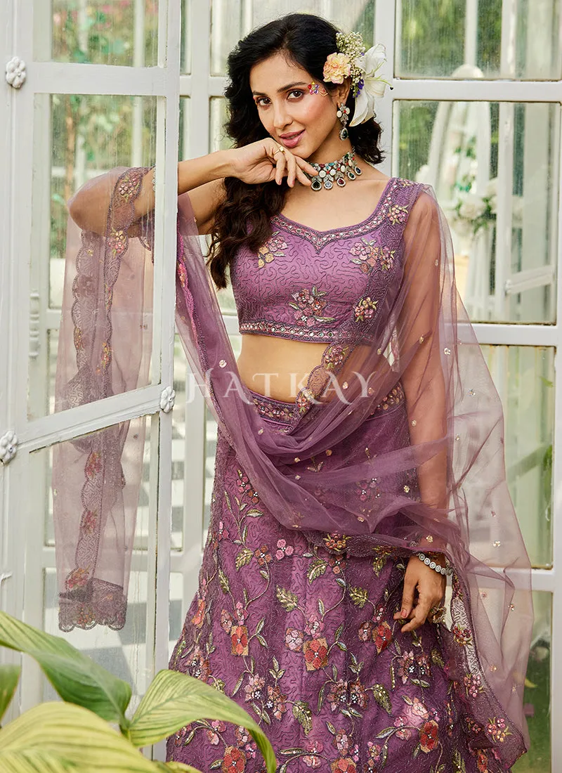 Purple Multi Embroidery Lehenga Choli