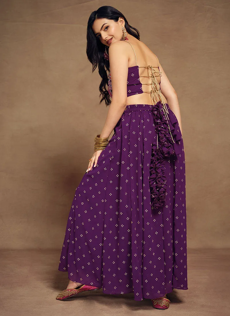 Purple Multi Embroidery Traditional Co-Ord Set
