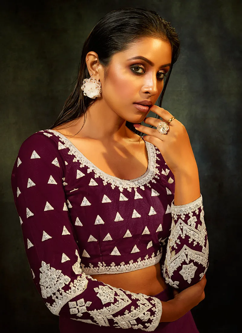 Purple Sequence Embroidered Designer Lehenga Choli
