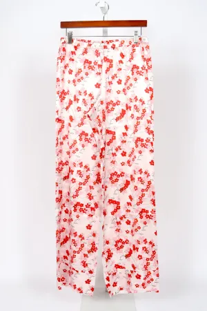 Pyjama Louis Pants - Medium Flower - Red & Pink on White
