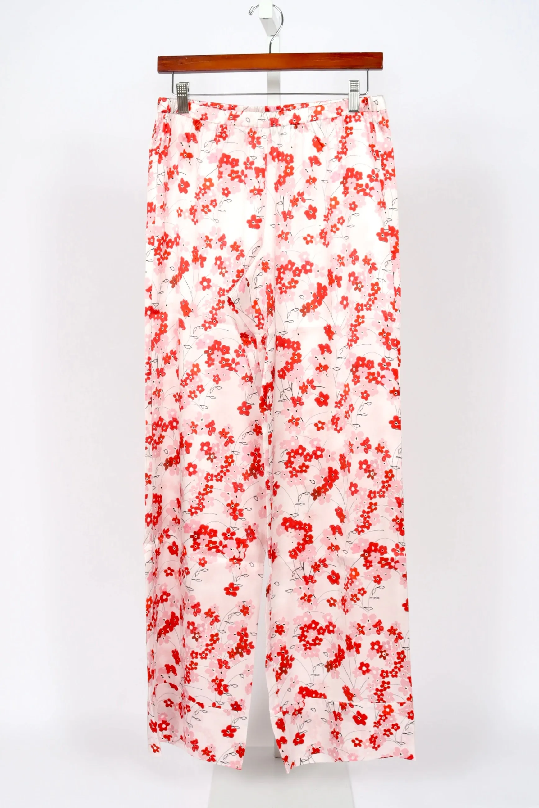 Pyjama Louis Pants - Medium Flower - Red & Pink on White