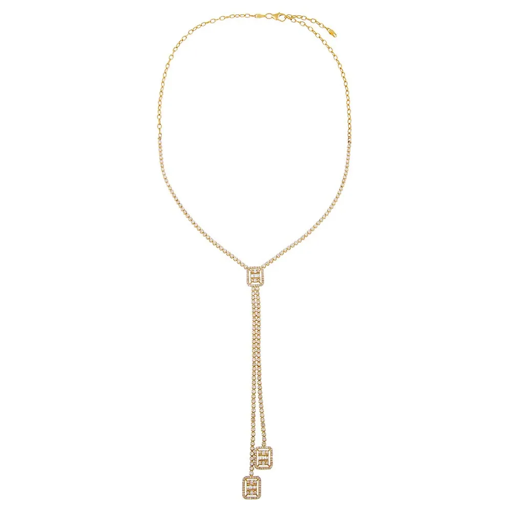 Radiant Diamond Lariat Necklace 14K