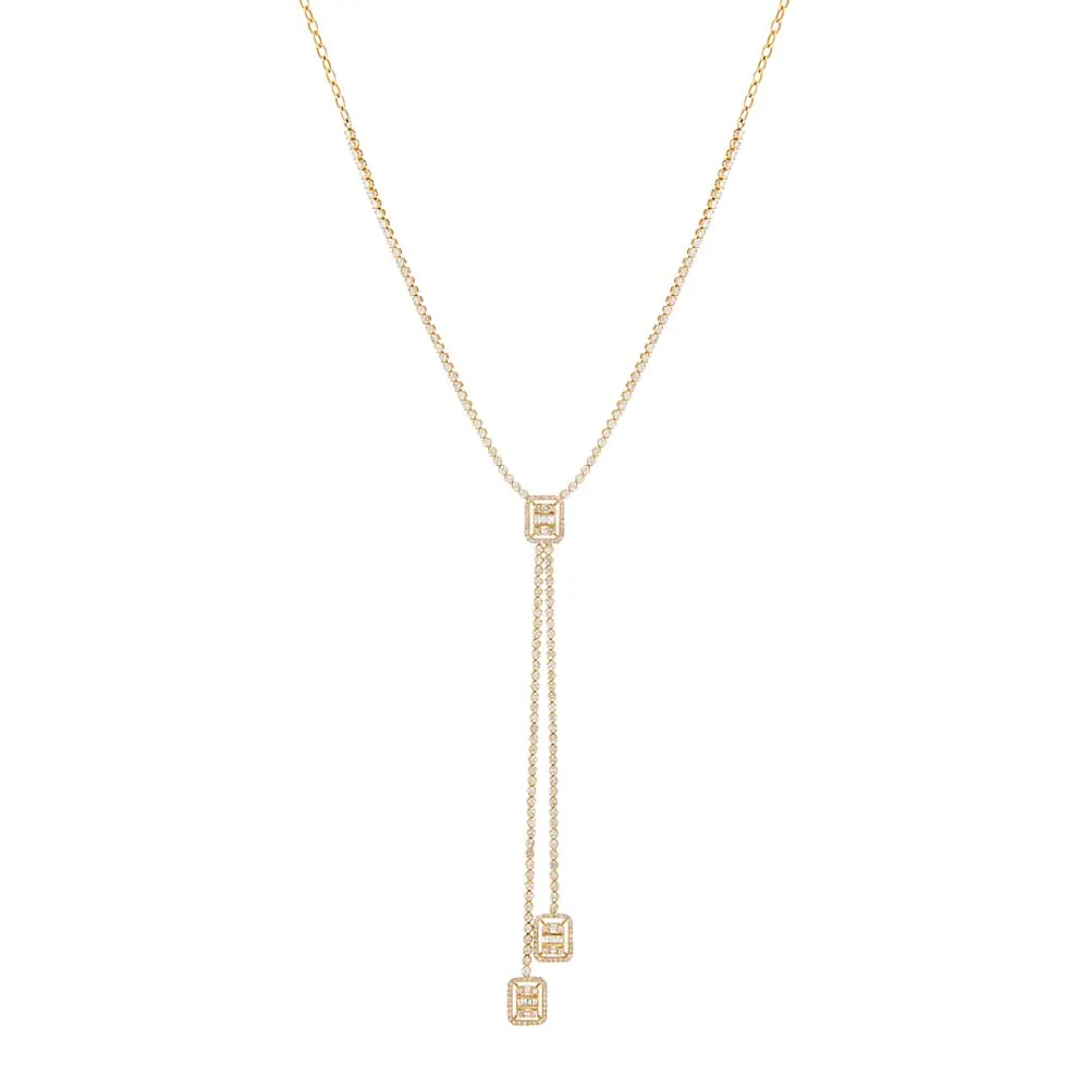 Radiant Diamond Lariat Necklace 14K