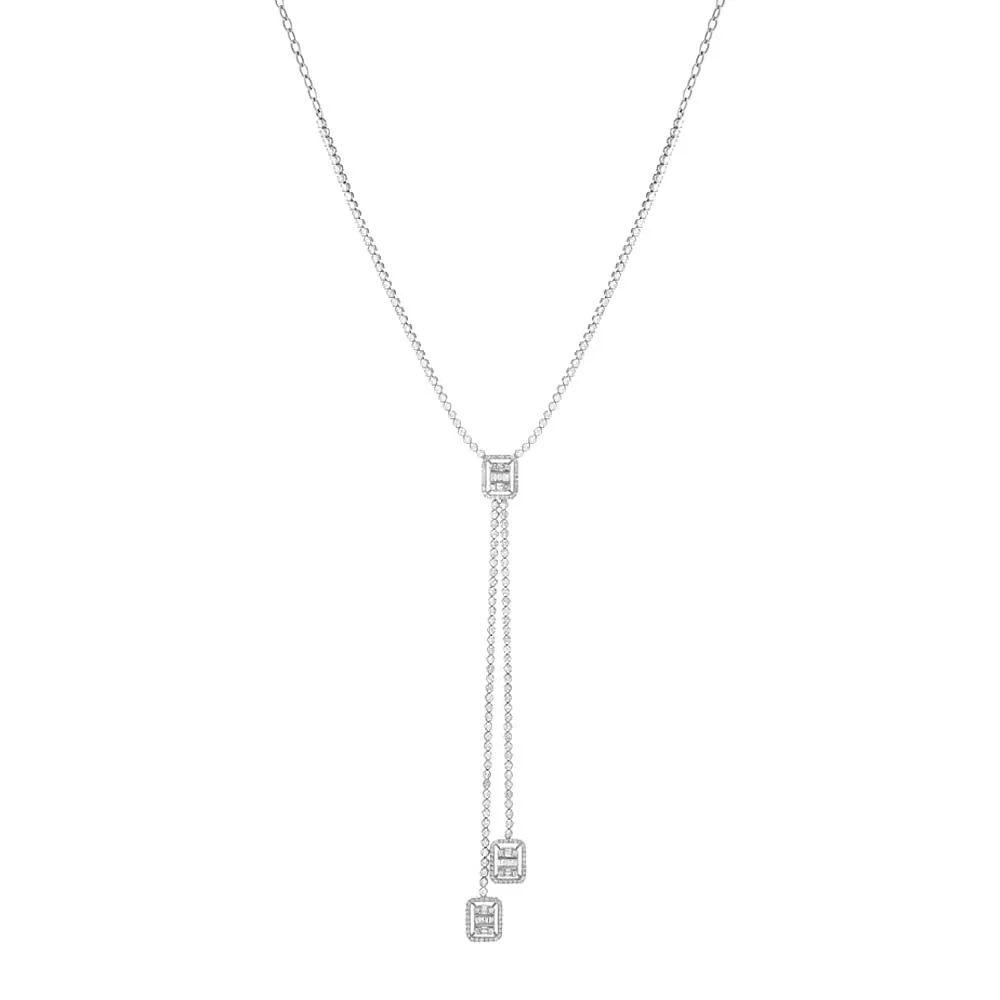 Radiant Diamond Lariat Necklace 14K