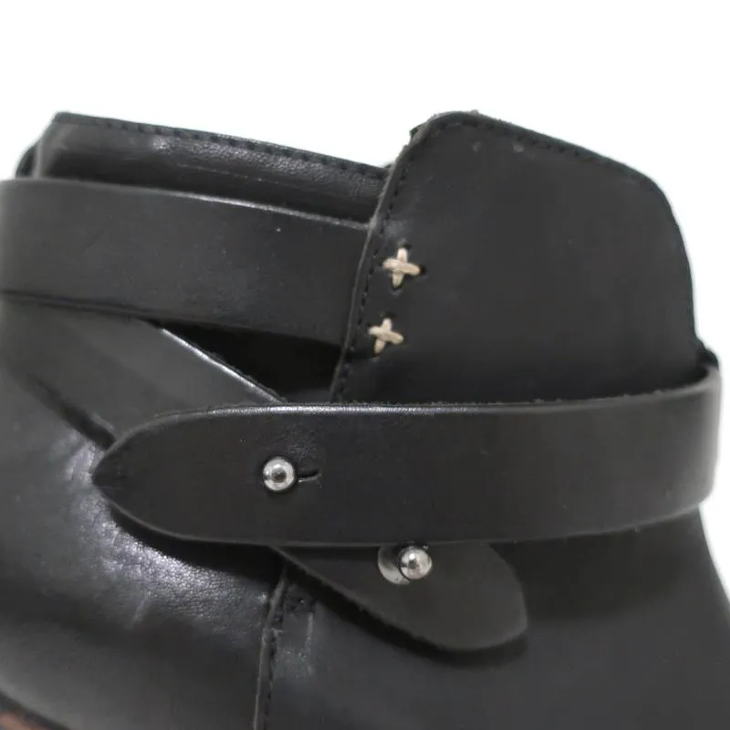 Rag & Bone Harrow Ankle Boots Black Leather Size 37.5 Ankle Strap Booties