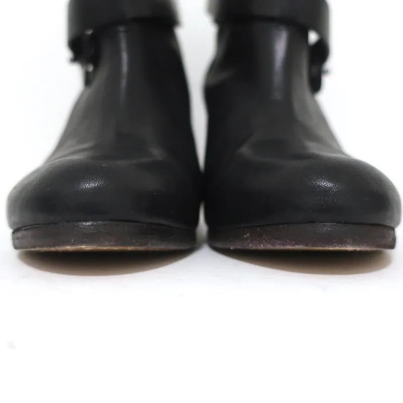 Rag & Bone Harrow Ankle Boots Black Leather Size 37.5 Ankle Strap Booties