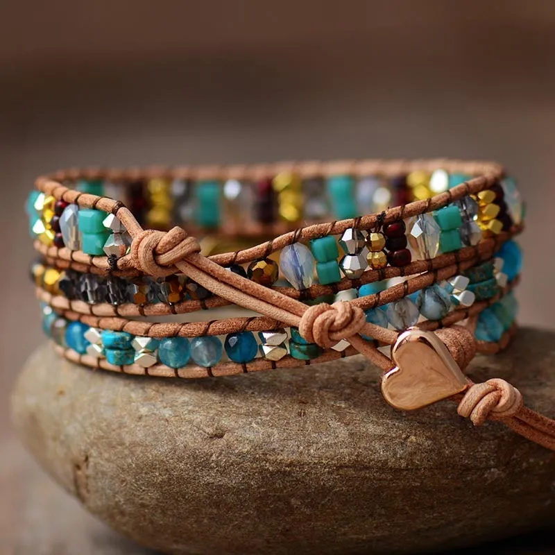 Ray Of Sunshine Leather Wrap Bracelet