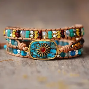 Ray Of Sunshine Leather Wrap Bracelet