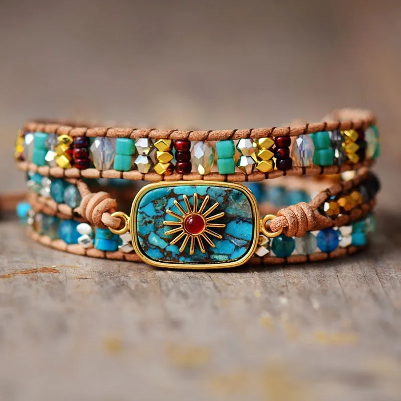 Ray Of Sunshine Leather Wrap Bracelet