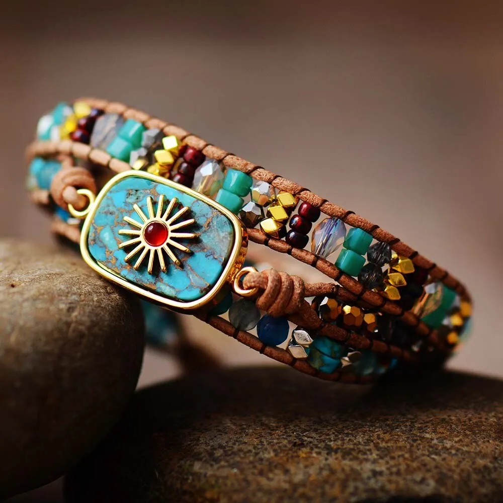 Ray Of Sunshine Leather Wrap Bracelet