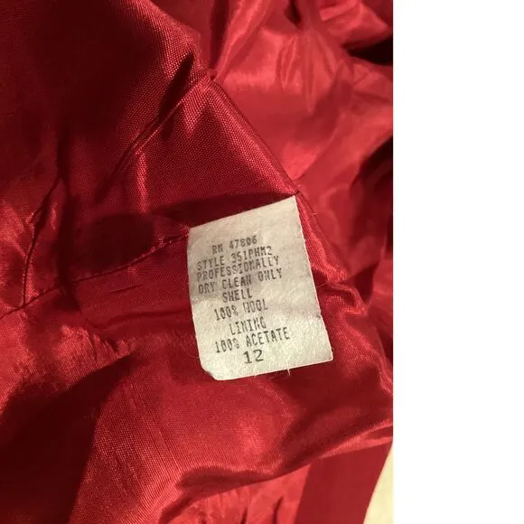 Red 100% Wool Oleg Cassini Vintage blazer, size 12 Petite