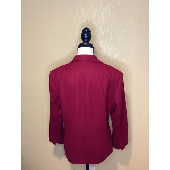 Red 100% Wool Oleg Cassini Vintage blazer, size 12 Petite