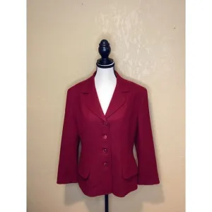 Red 100% Wool Oleg Cassini Vintage blazer, size 12 Petite