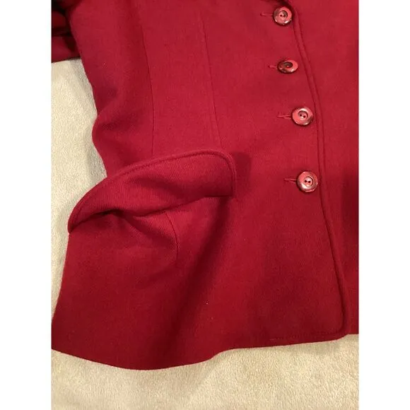 Red 100% Wool Oleg Cassini Vintage blazer, size 12 Petite