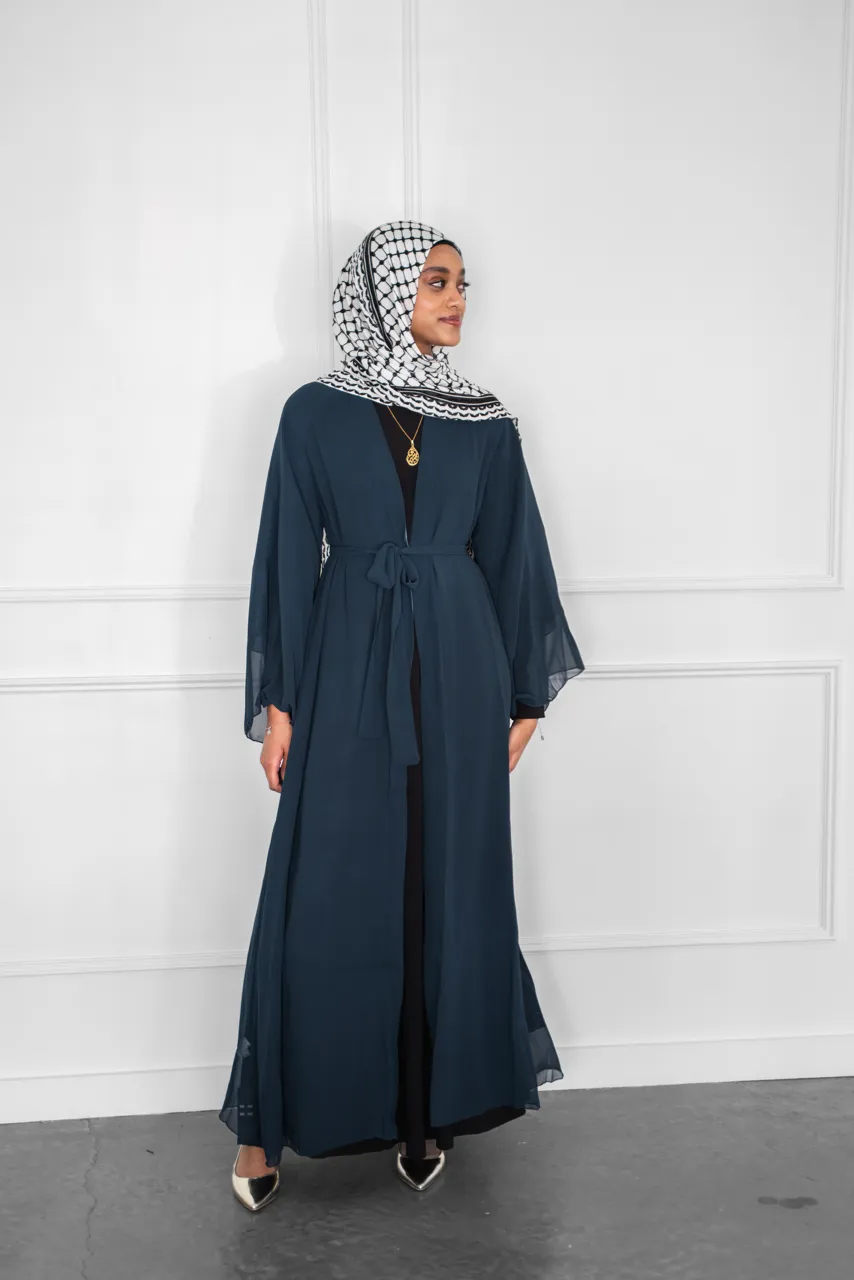 Reversible Open Abaya - Navy