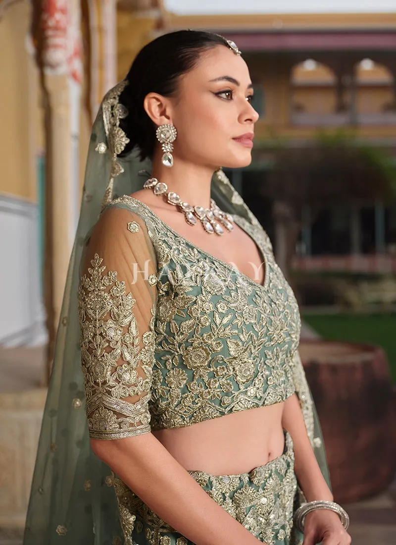 Sage Green Wedding Lehenga Choli