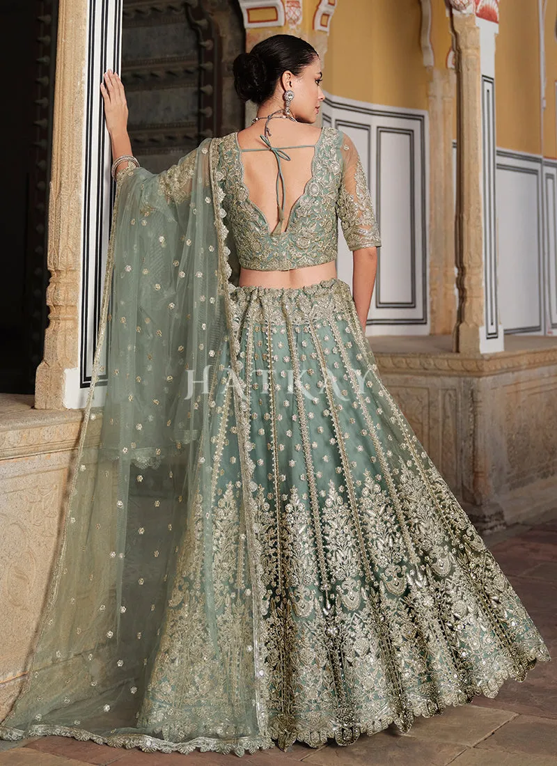 Sage Green Wedding Lehenga Choli