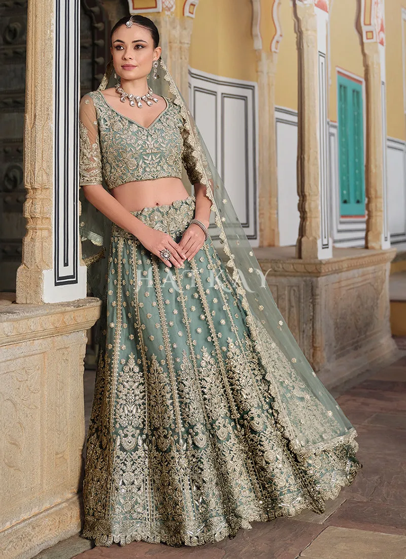Sage Green Wedding Lehenga Choli