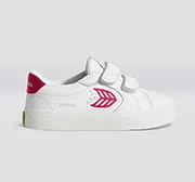 SALVAS White Premium Leather Jazzy Pink Logo Sneaker Kids