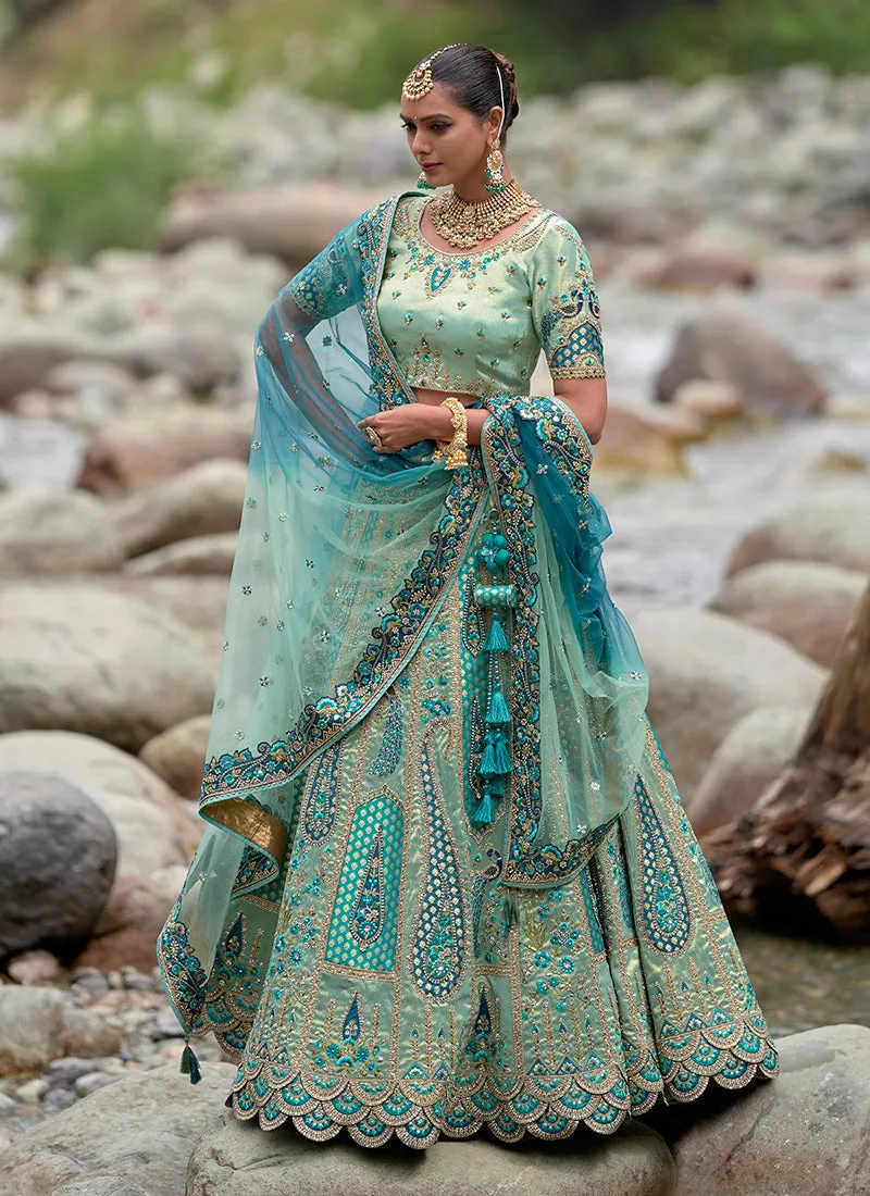 Sea Green Multi Embroidery Wedding Lehenga Choli
