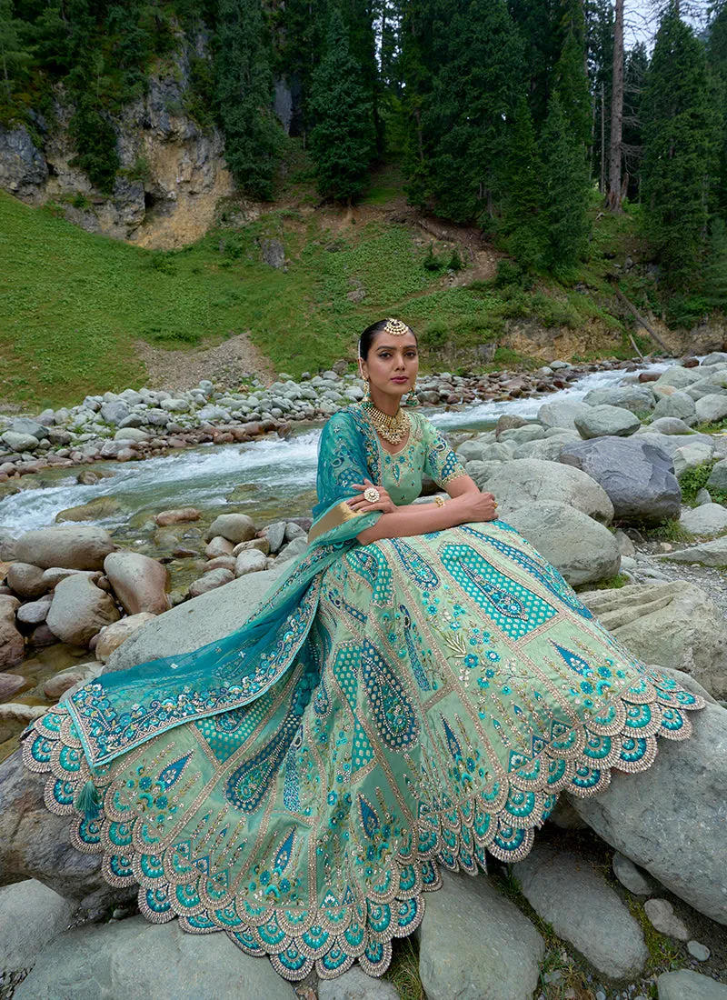 Sea Green Multi Embroidery Wedding Lehenga Choli