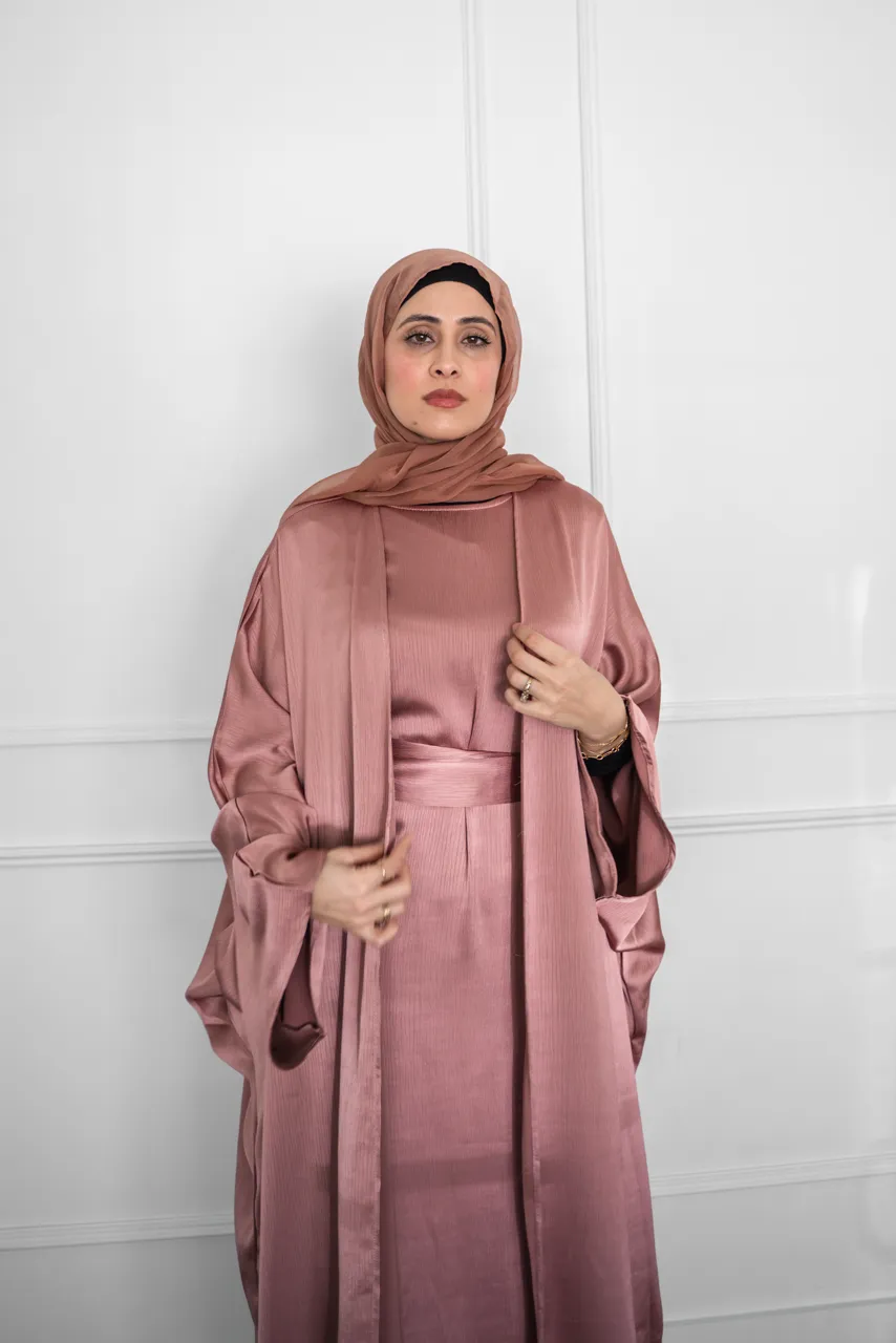 Shine Open Abaya - Mauve
