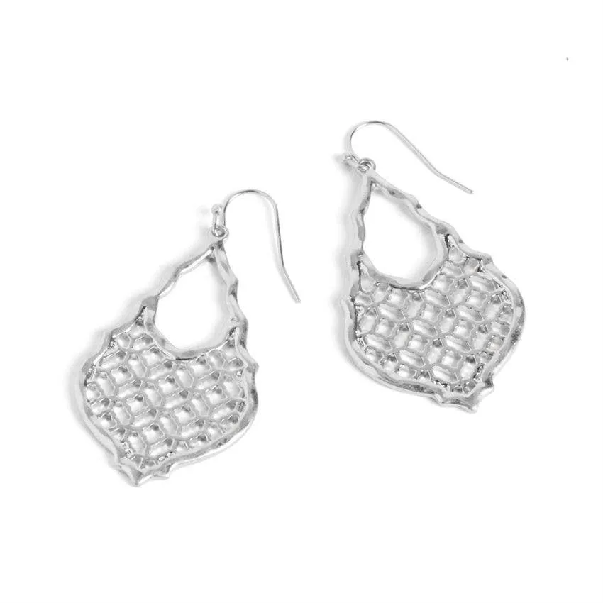 Silver Lattice Teardrop Earrings