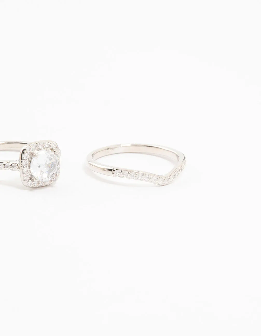 Silver Pointed & Halo Ring Pack