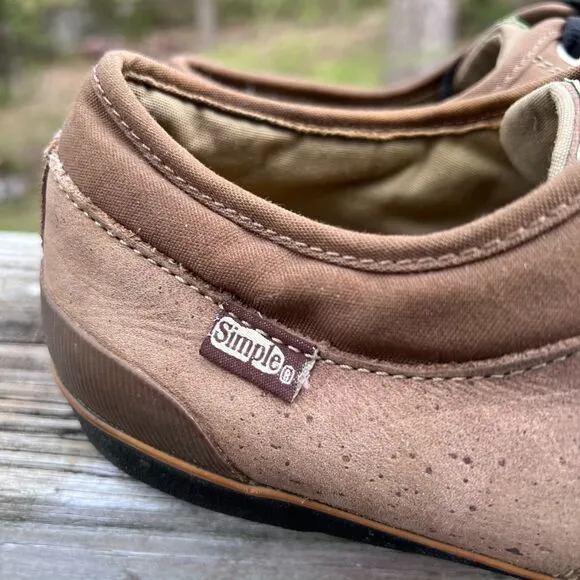 Simple Brand Leather Eco Sneaker Original Skate Shoe Mens Size 11 Brown Street