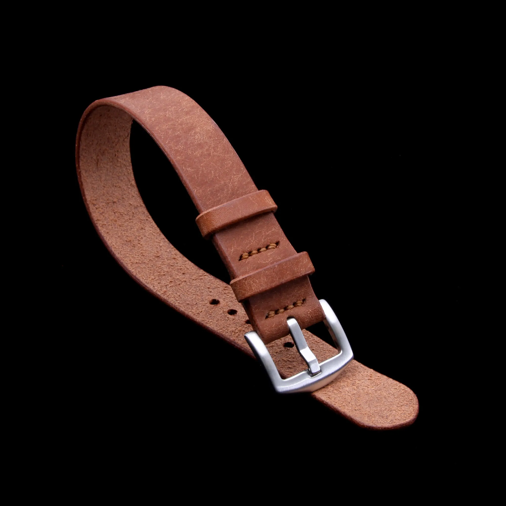 Single Pass Leather Watch Strap, 2-Keeper Rustic Russet