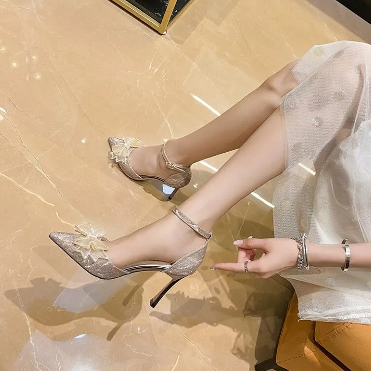 Small Feet Glitter Dress Heels With Bow ES79