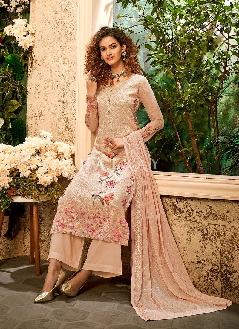 Soft Peach Embroidered Traditional Salwar Kameez Suit