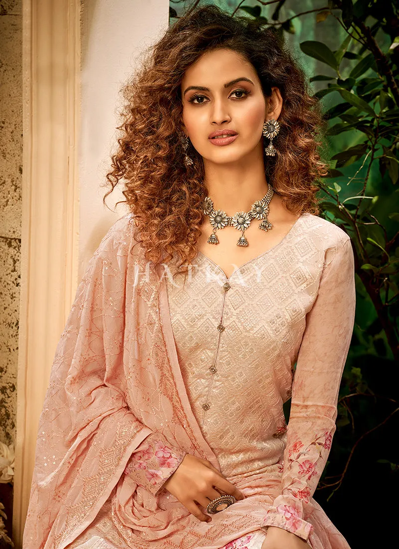Soft Peach Embroidered Traditional Salwar Kameez Suit