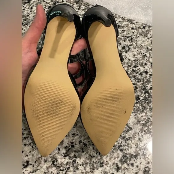 Steve Madden Strappy Patent Black High Pointed Heels like new