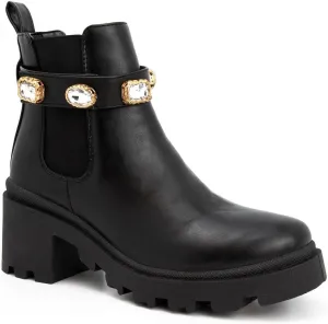 Sugar Favorite Mid Calf Chunky Heel Lace Up Fashion Boots Favorite Black 9M