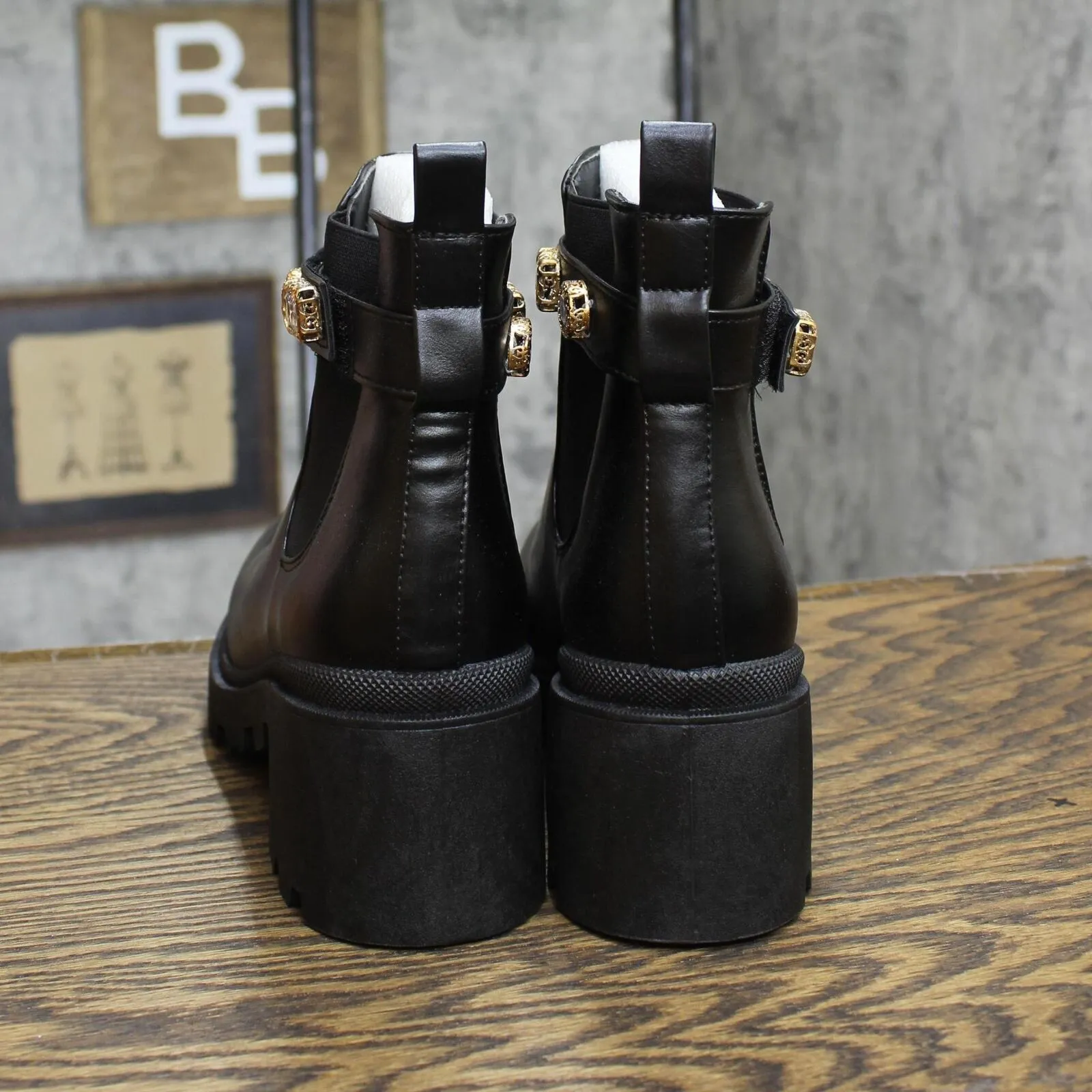 Sugar Favorite Mid Calf Chunky Heel Lace Up Fashion Boots Favorite Black 9M