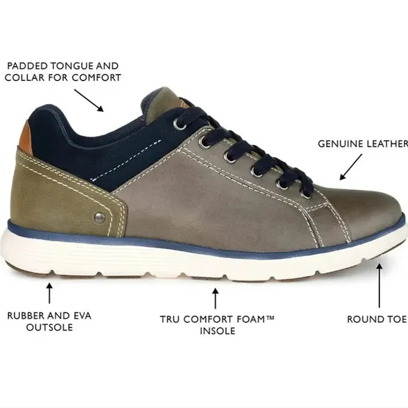 Territory Mens Flint Tru Comfort Foam Lace-up Casual Sneaker Size 10