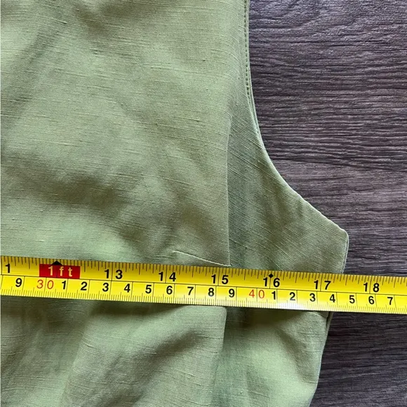 Tess Silk Linen Blend Green Sleeveless Knee Length Lined Dress Women's size 8