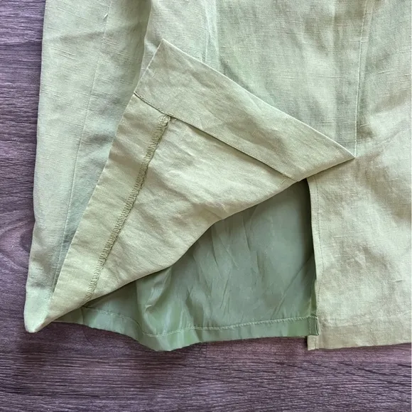 Tess Silk Linen Blend Green Sleeveless Knee Length Lined Dress Women's size 8