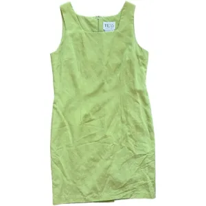 Tess Silk Linen Blend Green Sleeveless Knee Length Lined Dress Women's size 8